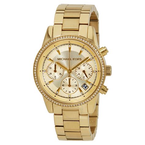 gold michael kors watches for women|Michael Kors ritz chronograph.